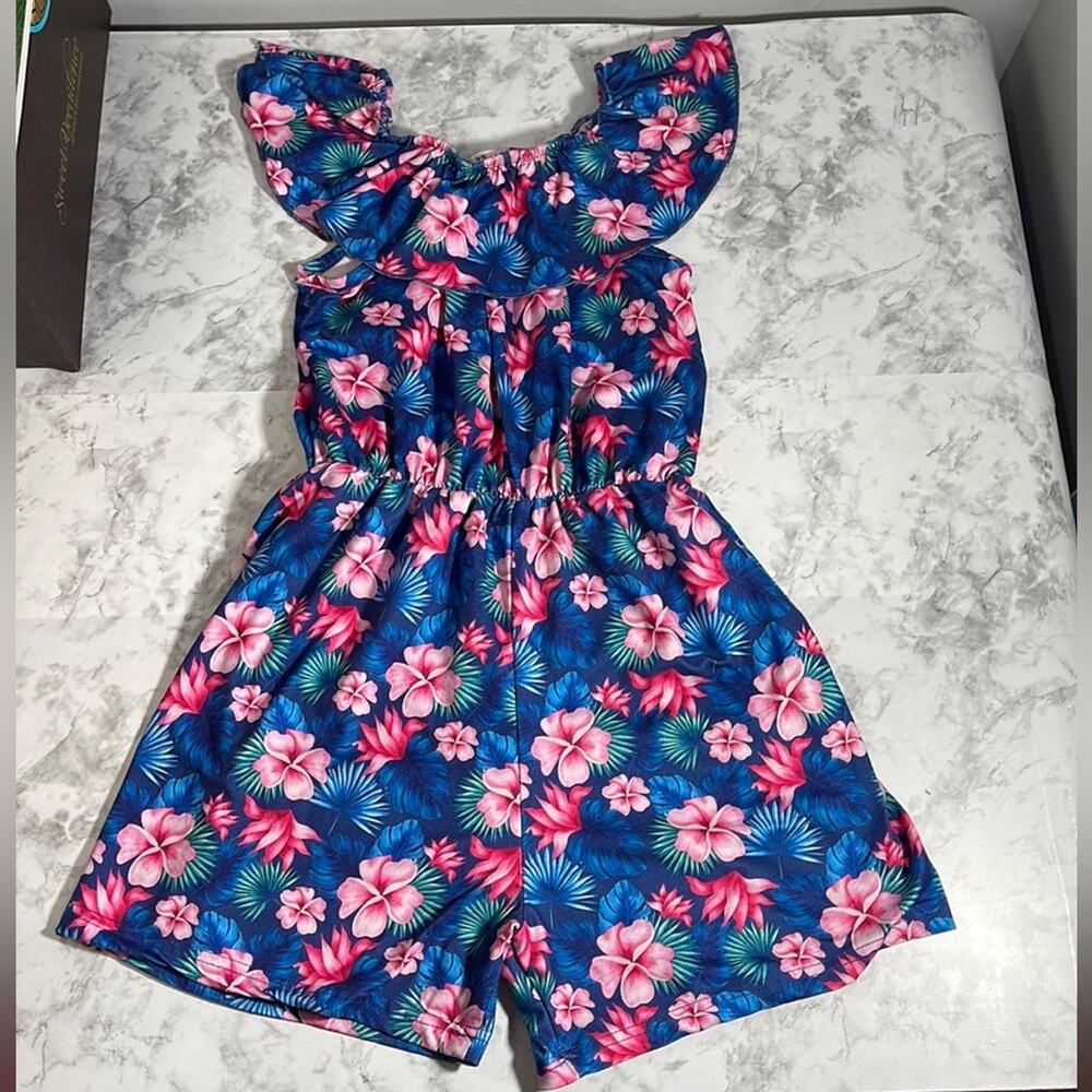 Pete + Lucy Girls Tropical Themed Romper Size 10/12